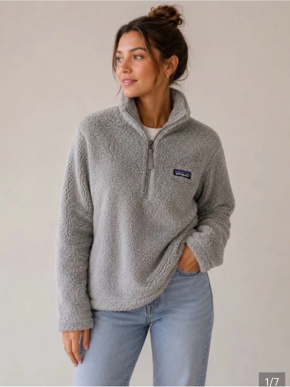 Patagonia Light Gray Women's Sherpa Quarter-Zip Pullover